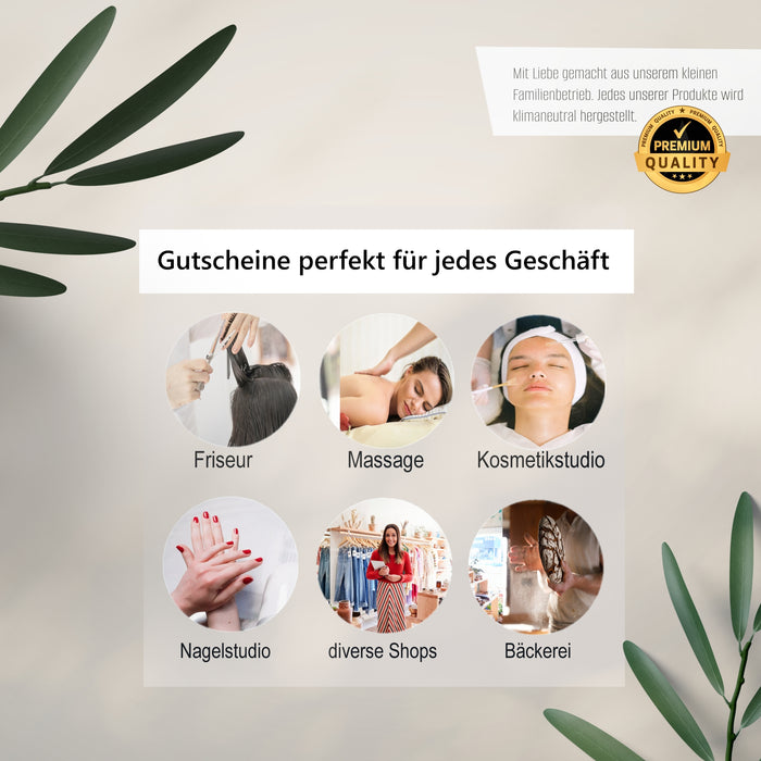 40 Blanko Gutscheine zum selbst Ausfüllen