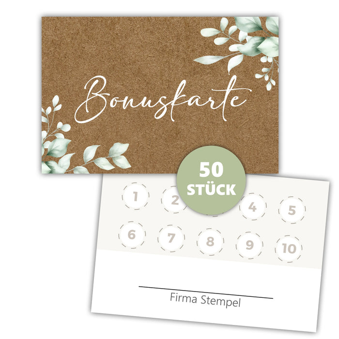 50 Bonuskarten | Stempelkarten für Nagelstudio | Friseur Massage Fußpflege Treuekarten