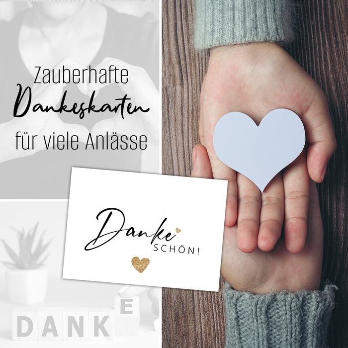 25 Dankeskarten auf 300g Cremepapier Danke Schön
