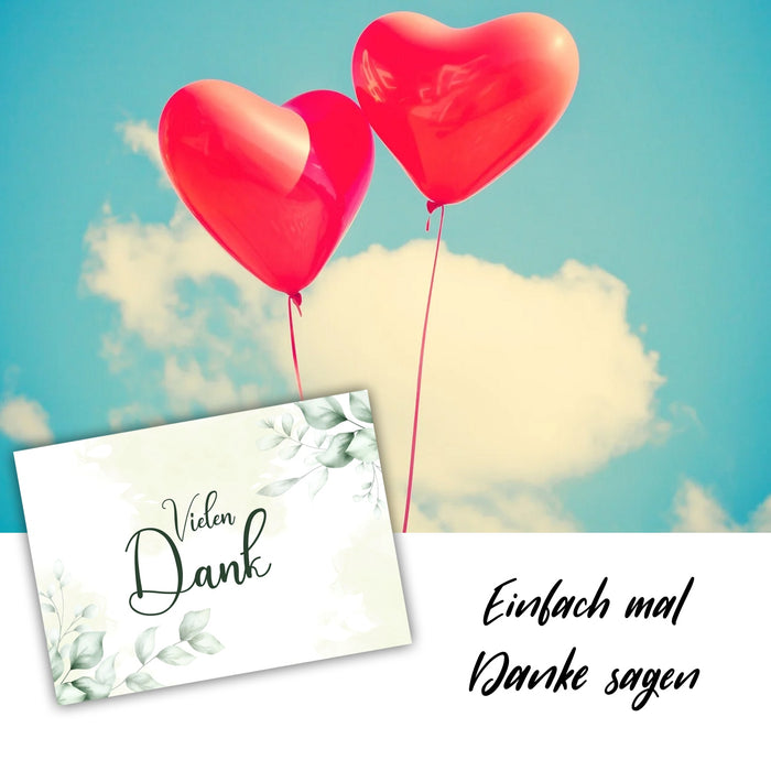 20 Dankeskarten auf 300g Cremepapier im Eukalyptus Design