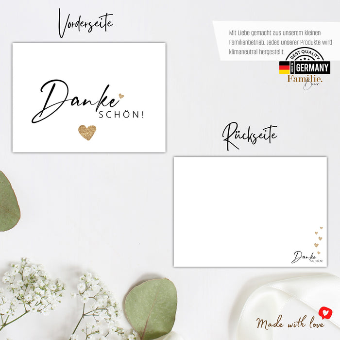 25 Dankeskarten auf 300g Cremepapier Danke Schön