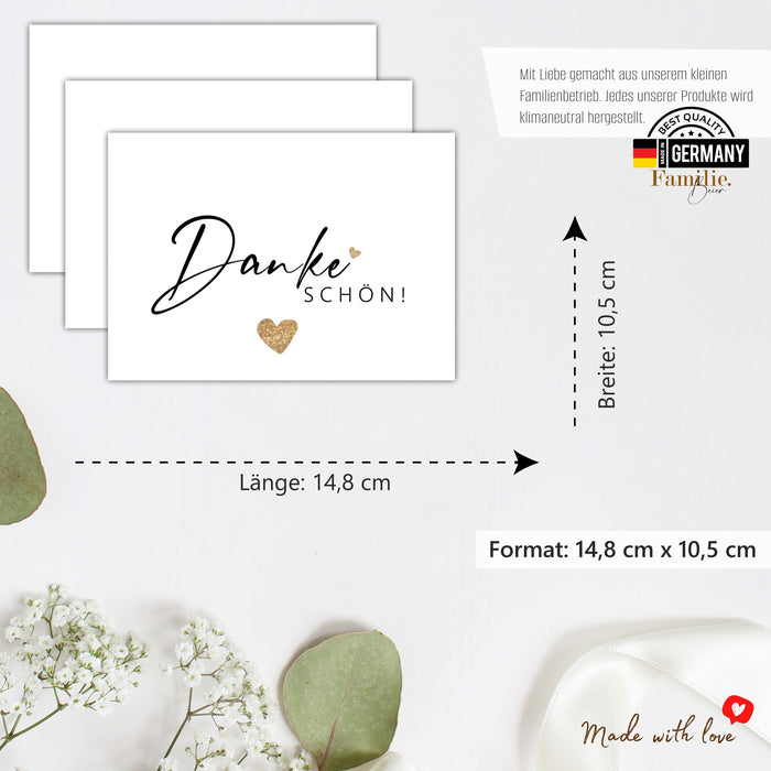 25 Dankeskarten auf 300g Cremepapier Danke Schön