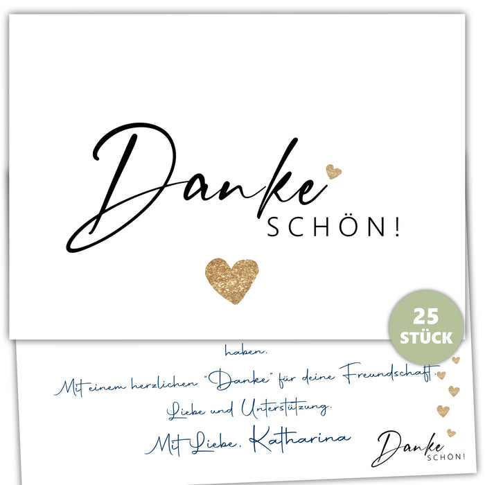 25 Dankeskarten auf 300g Cremepapier Danke Schön