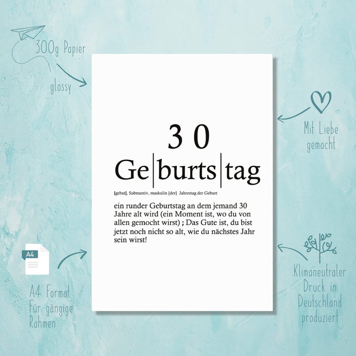 Perfekte Geschenkidee zum 30. Geburtstag für Frauen und Männer