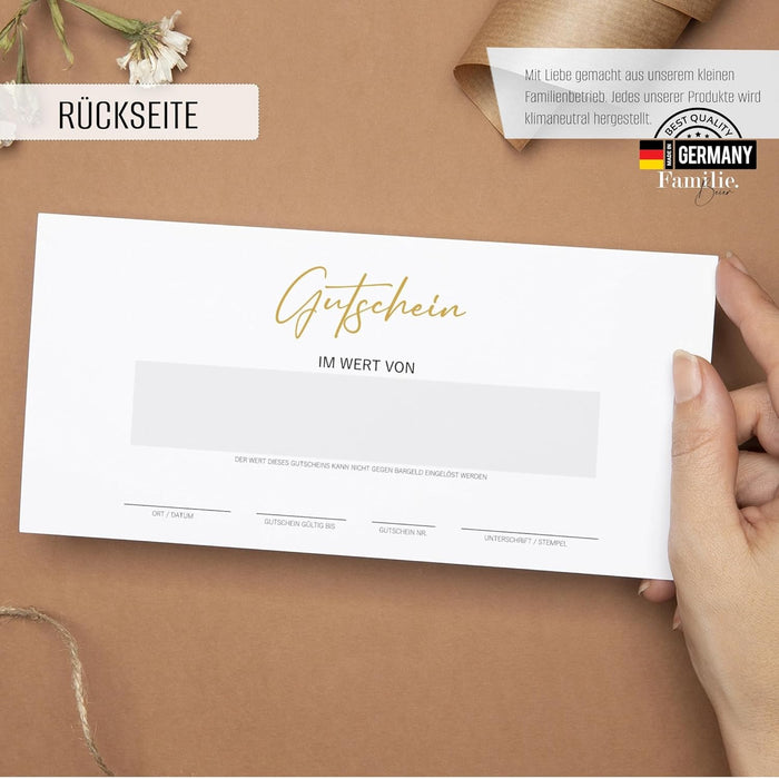 25 blanko Gutscheine zum selber ausfüllen für die Kosmetik Restaurant Friseur