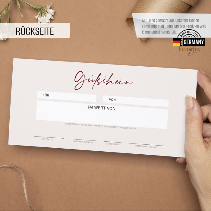 40 rote Blanko Gutscheine zum selber ausfüllen