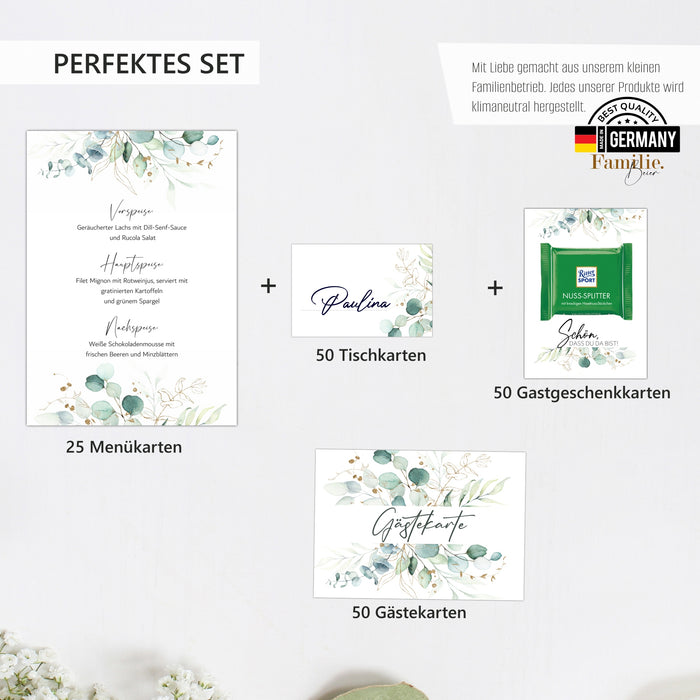 30 Tischkarten 15 Menükarten 30 Gastgeschenke 30 Gästekarte für die Hochzeit