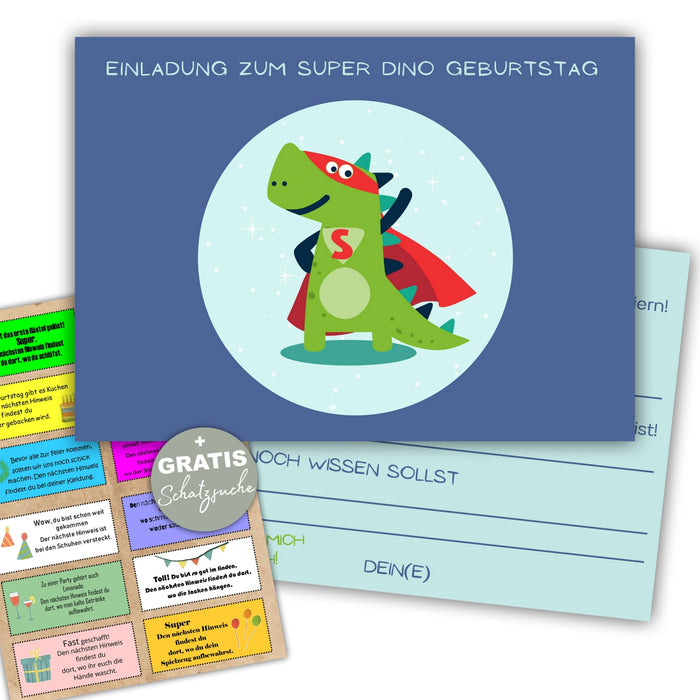 12 Einladungskarten zum Kindergeburtstag mit Schatzsuche Dino Einladung Kinder Geburtstagsfeier