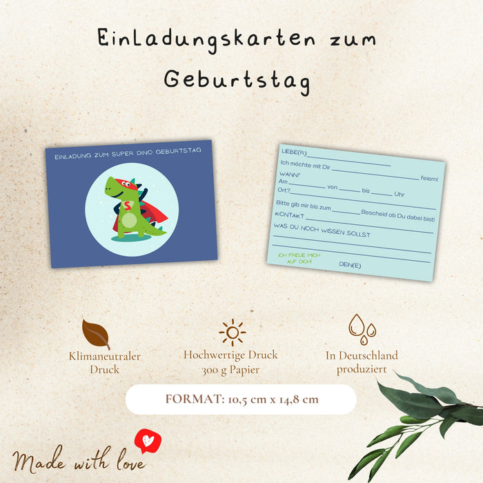 12 Einladungskarten zum Kindergeburtstag mit Schatzsuche Dino Einladung Kinder Geburtstagsfeier