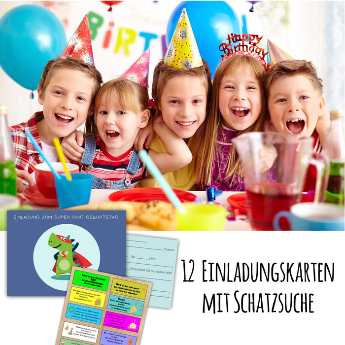 12 Einladungskarten zum Kindergeburtstag mit Schatzsuche Dino Einladung Kinder Geburtstagsfeier
