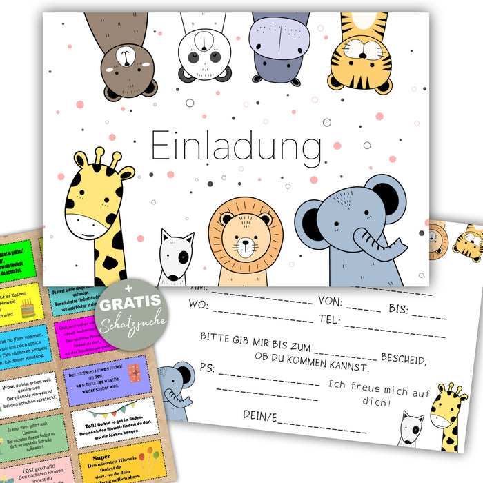 12 Einladungskarten zum Kindergeburtstag mit Schatzsuche Safari Einladung Kinder Geburtstagsfeier