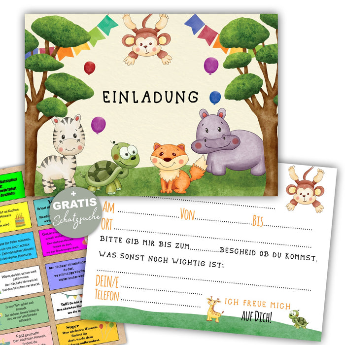 12 Einladungskarten zum Kindergeburtstag mit Schatzsuche Safari Einladung Kinder Geburtstagsfeier