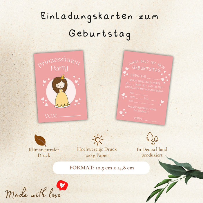12 Einladungskarten zum Kindergeburtstag mit Schatzsuche Prinzessin Einladung Kinder Geburtstagsfeier