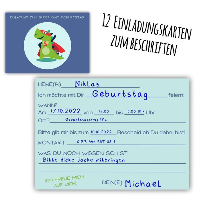 12 Einladungskarten zum Kindergeburtstag mit Schatzsuche Dino Einladung Kinder Geburtstagsfeier