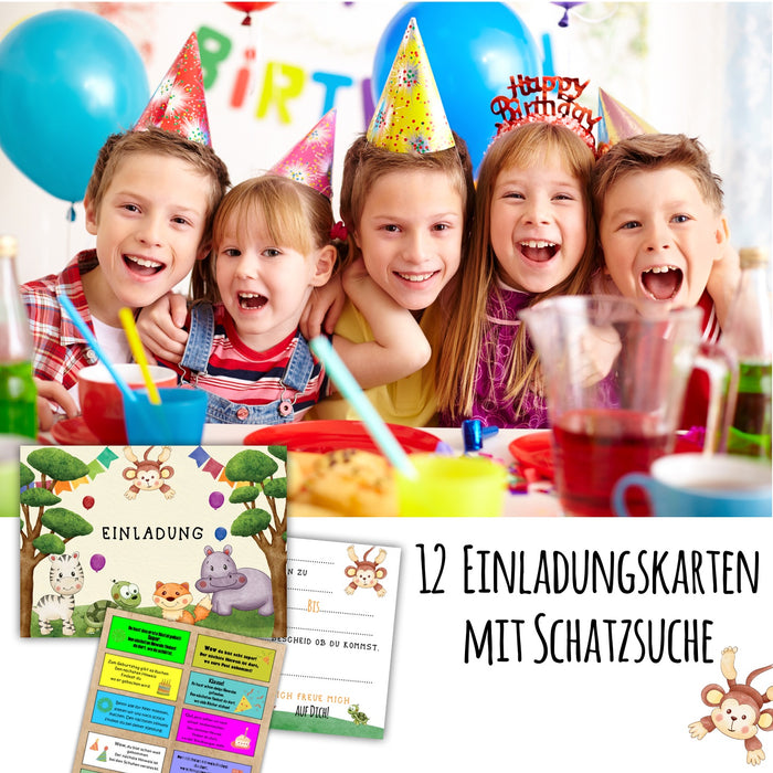 12 Einladungskarten zum Kindergeburtstag mit Schatzsuche Safari Einladung Kinder Geburtstagsfeier