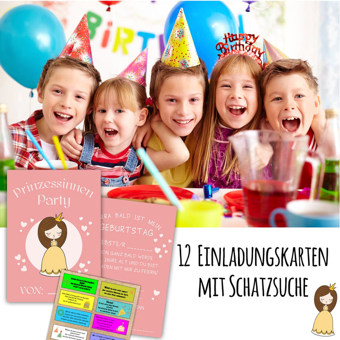 12 Einladungskarten zum Kindergeburtstag mit Schatzsuche Prinzessin Einladung Kinder Geburtstagsfeier