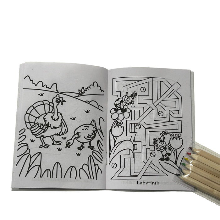 Kinder Malbuch mit 64 Seiten und 6 Buntstiften