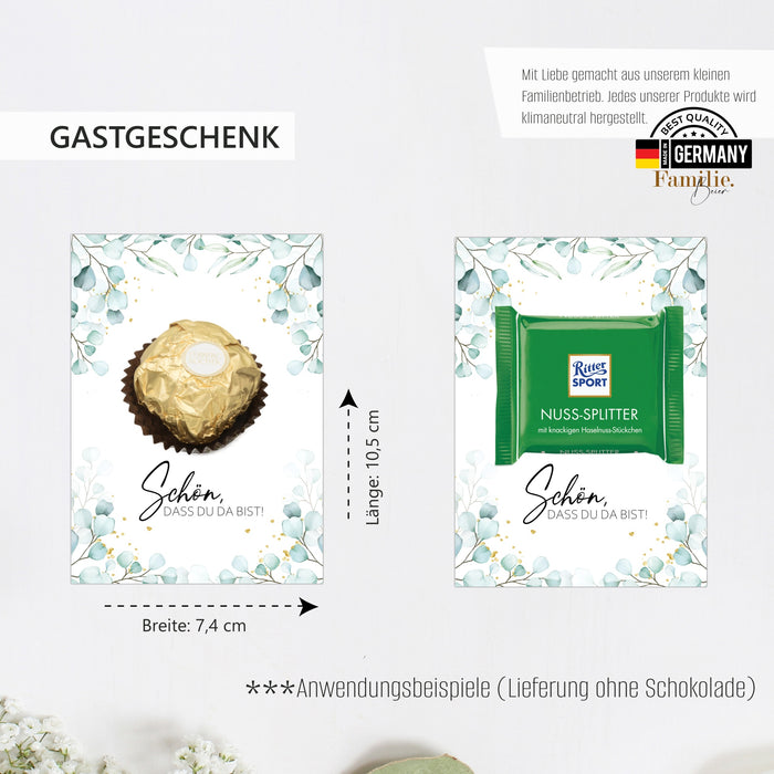 30 Tischkarten 15 Menükarten 30 Gastgeschenke zum selbst beschriften für Hochzeit