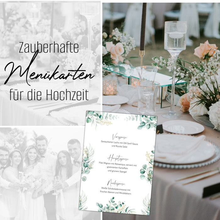 14 Menükarten Hochzeit DIN A5 Format