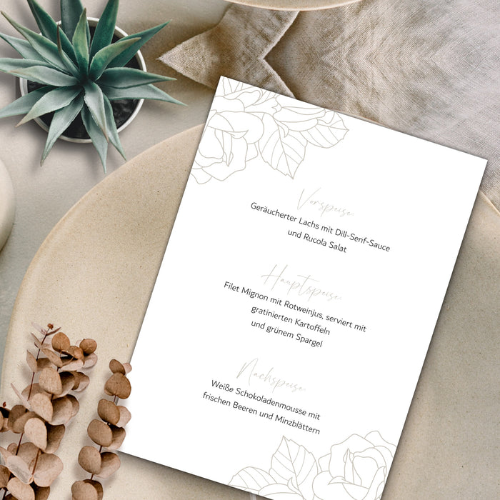 14 Menükarten Hochzeit DIN A5 Format
