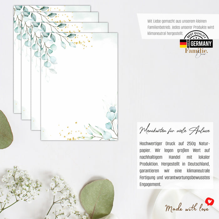 14 Menükarten Hochzeit DIN A5 Format