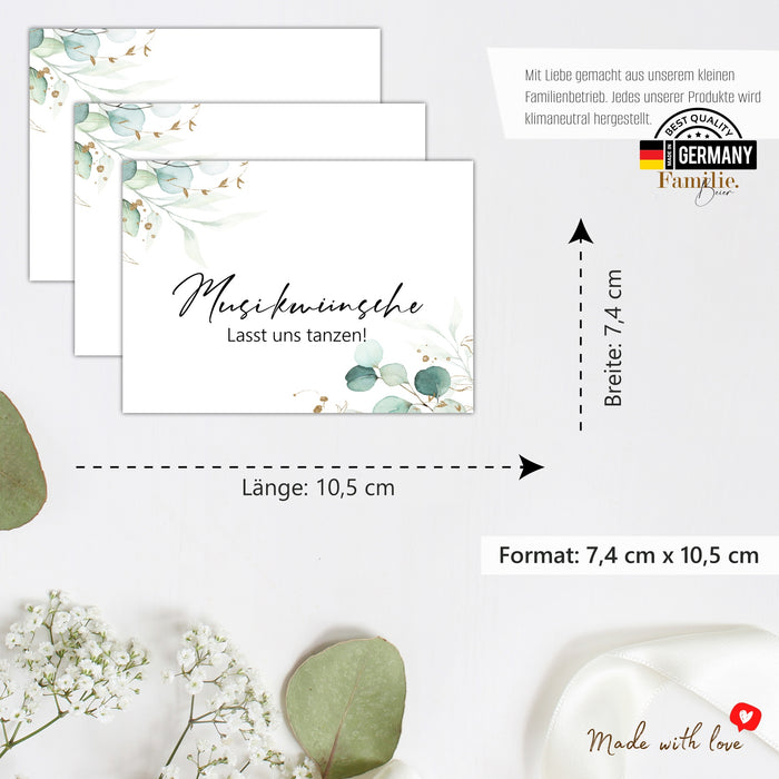 50 Musikwunschkarten Hochzeit | Geburtstag Musikwünsche DJ Karten | Partykarten