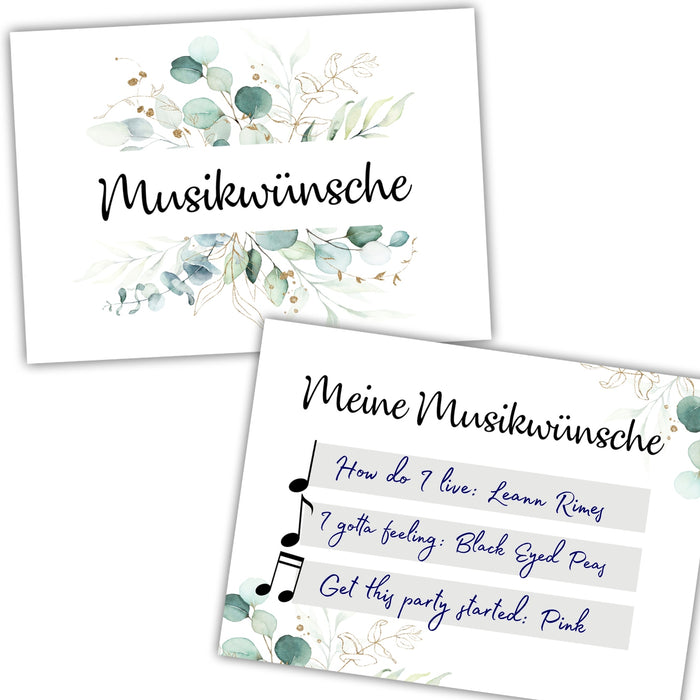 25 Musikwunschkarten auf 300g Cremepapier