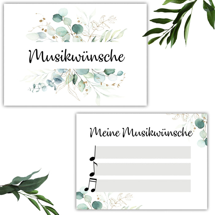 25 Musikwunschkarten auf 300g Cremepapier