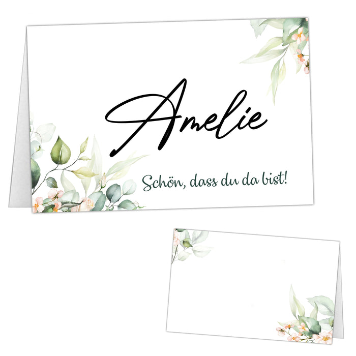 25 Tischkarten Hochzeit Namenskarten auf 300g Crempapier