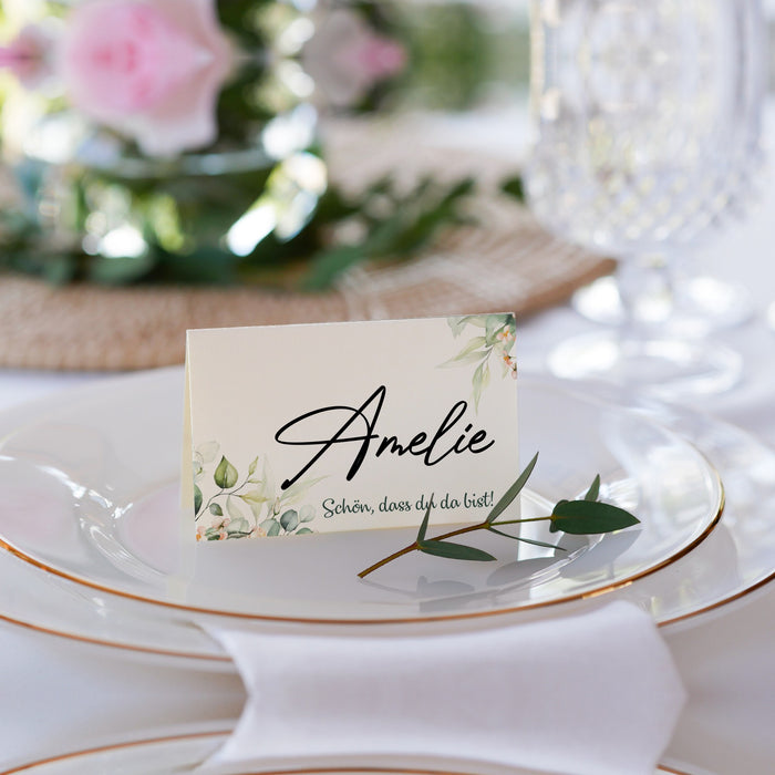 25 Tischkarten Hochzeit Namenskarten auf 300g Crempapier
