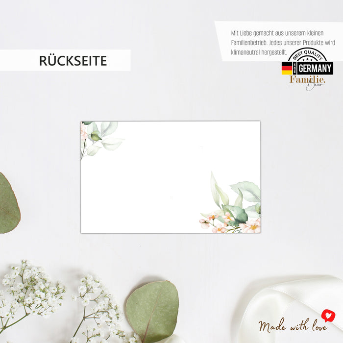 25 Tischkarten Hochzeit Namenskarten auf 300g Crempapier