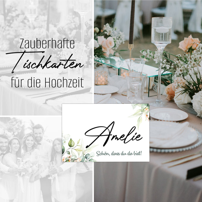 25 Tischkarten Hochzeit Namenskarten auf 300g Crempapier