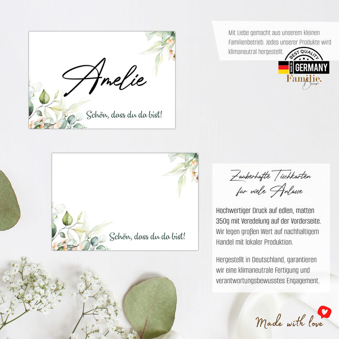 25 Tischkarten Hochzeit Namenskarten auf 300g Crempapier