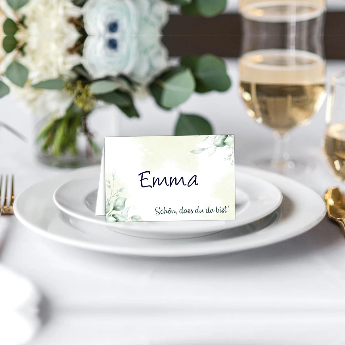 25 Tischkarten Hochzeit Namenskarten auf 300g Crempapier — Familie