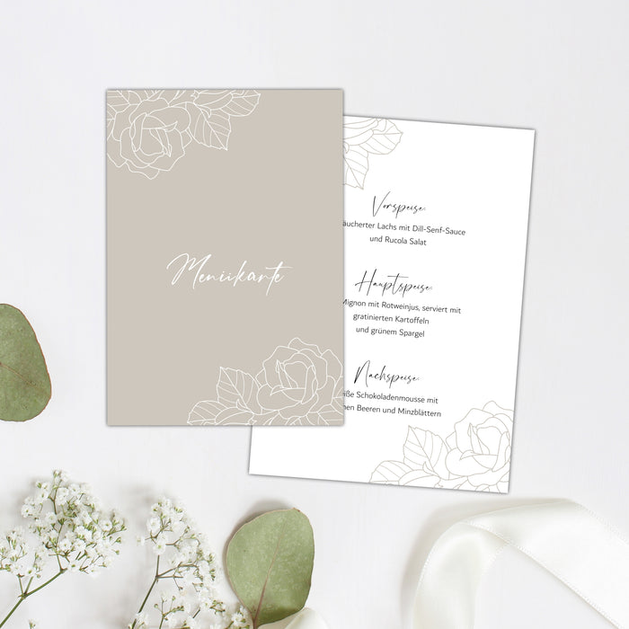14 Menükarten Hochzeit DIN A5 Format
