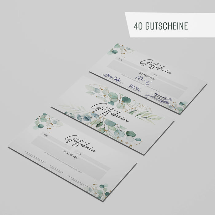 25 Blanko Gutscheine zum selber Ausfüllen auf 300g Creme Papier