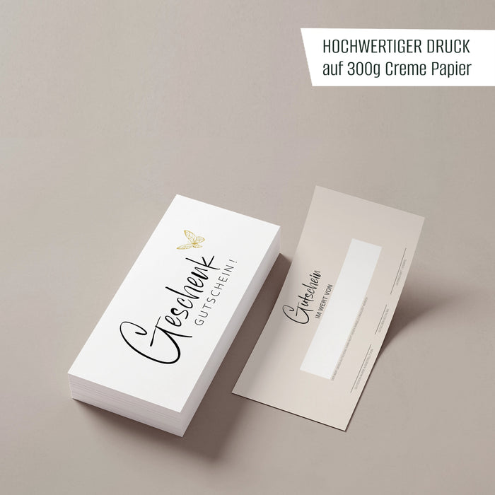 40 Blanko Gutscheine zum selber Ausfüllen mit Schmetterling